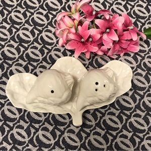 Rare Vintage Bordallo Salt & Pepper Shaker. Turnip Theme. All White Porcelain.